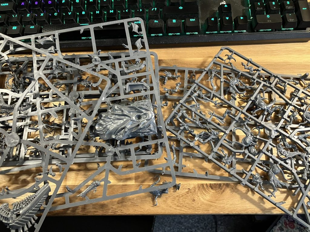 Stack of sprues - pink horror, dryad, tervigon